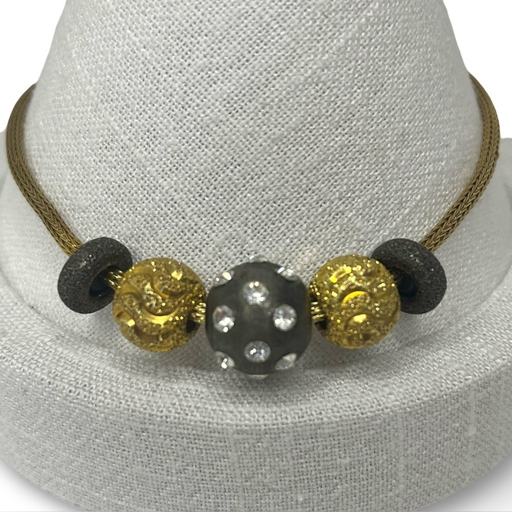 Dyadema Gold Plated Sterling Silver Bead Charm Bracelet Made in Italy